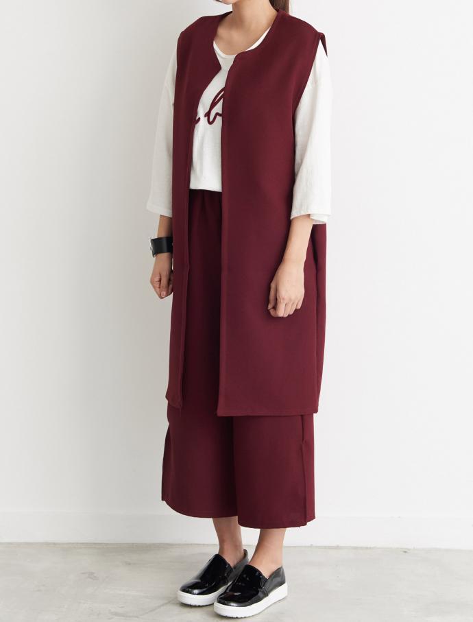 Vest Slacks Autumn Coordination Set Walking Mom Ut