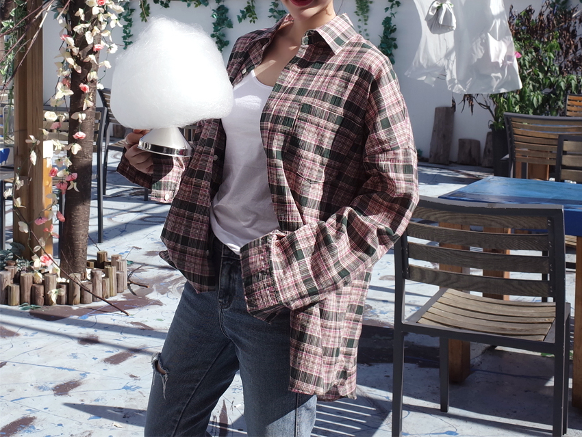 Women Blouses Autumn Woman Over Buffet Check South