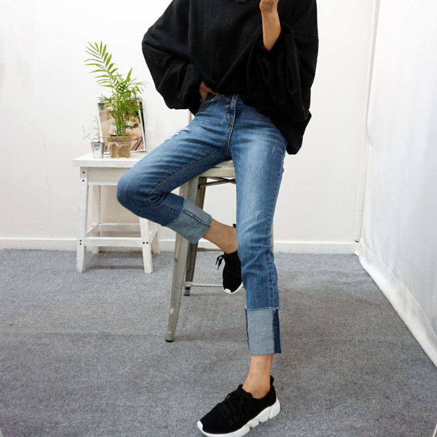 Women Jeans Pants Roll-Up Remedies Date Span Jeans