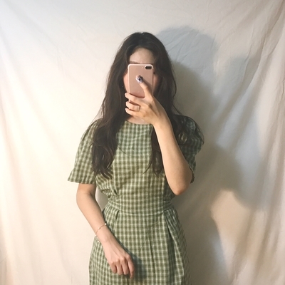 NEW FASHION LADY GIRL DRESS sale Summer Green Chec