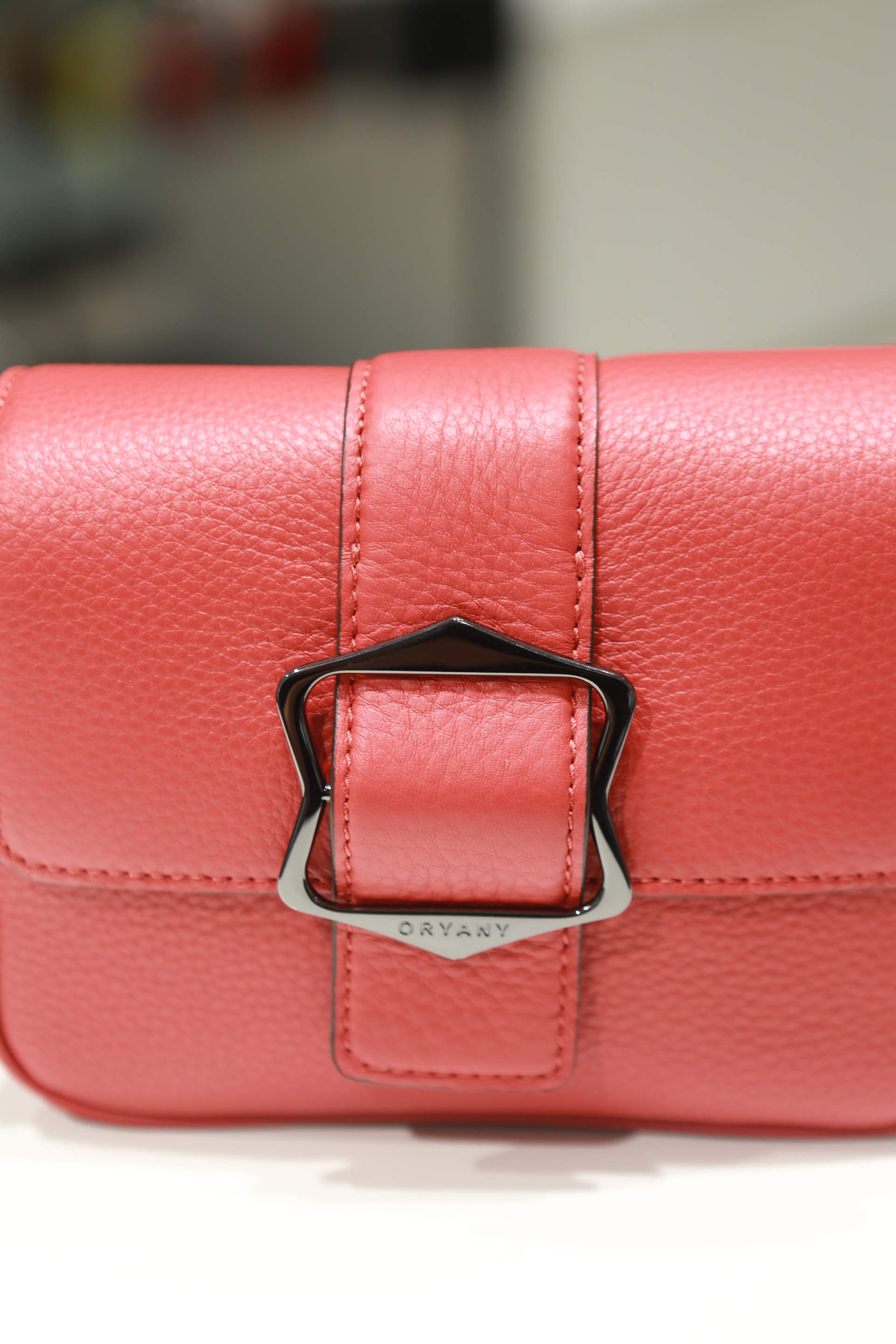 New Oyani Jerome mini flap cross back lava red O7F