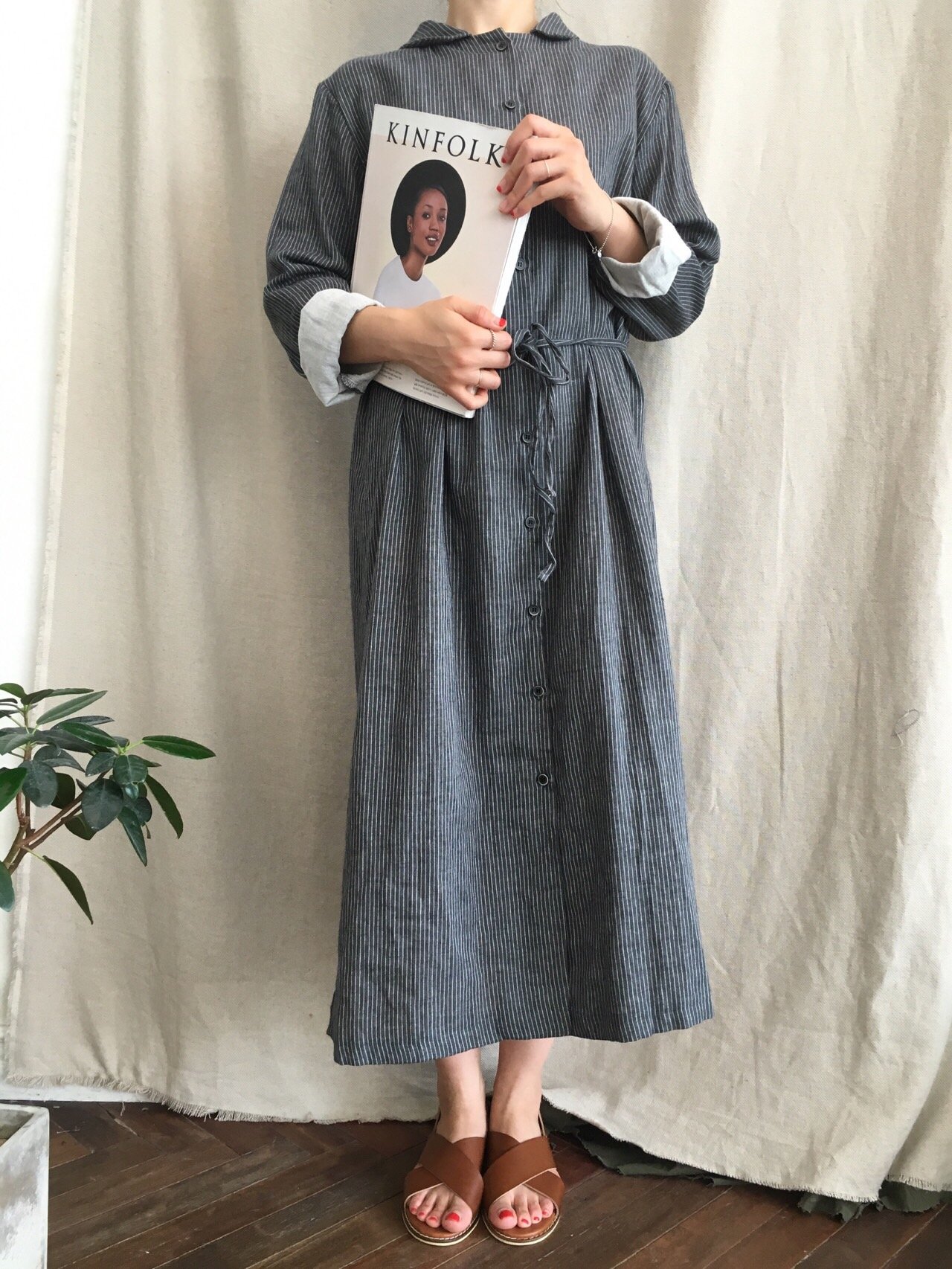 New Striped Shirt Dresses Daily Coordinate Basic P