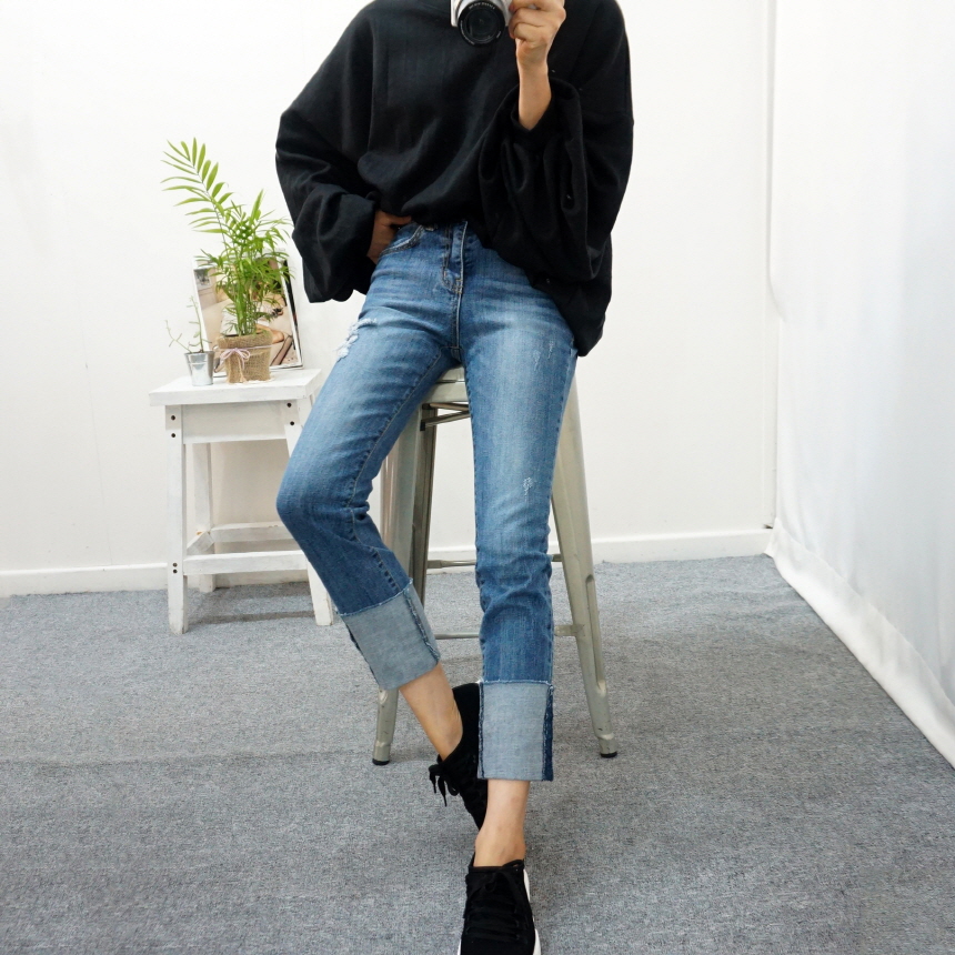 Women Jeans Pants Roll-Up Remedies Date Span Jeans