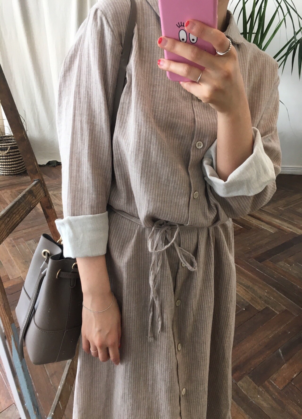 New Striped Shirt Dresses Daily Coordinate Basic P