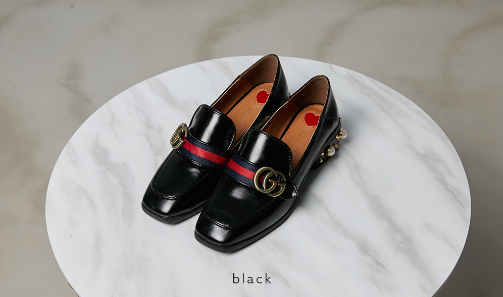 New gg pearl female loafer 4cm heel sparkling fash
