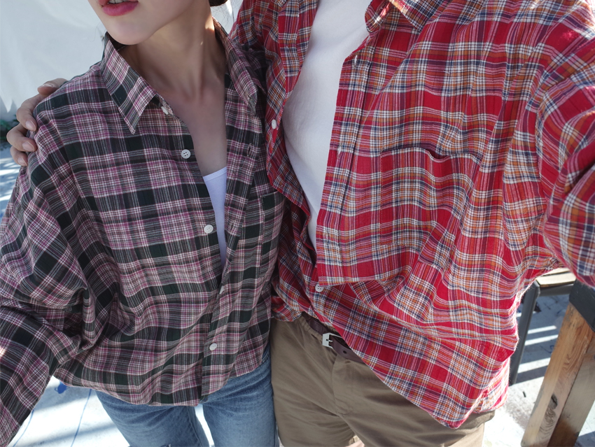 Women Blouses Autumn Woman Over Buffet Check South