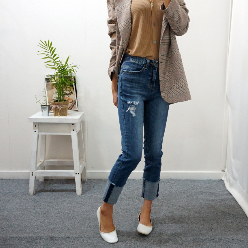 Women Jeans Pants Roll-Up Remedies Date Span Jeans