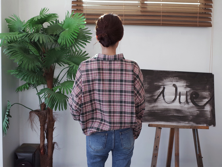 Women Blouses Autumn Woman Over Buffet Check South