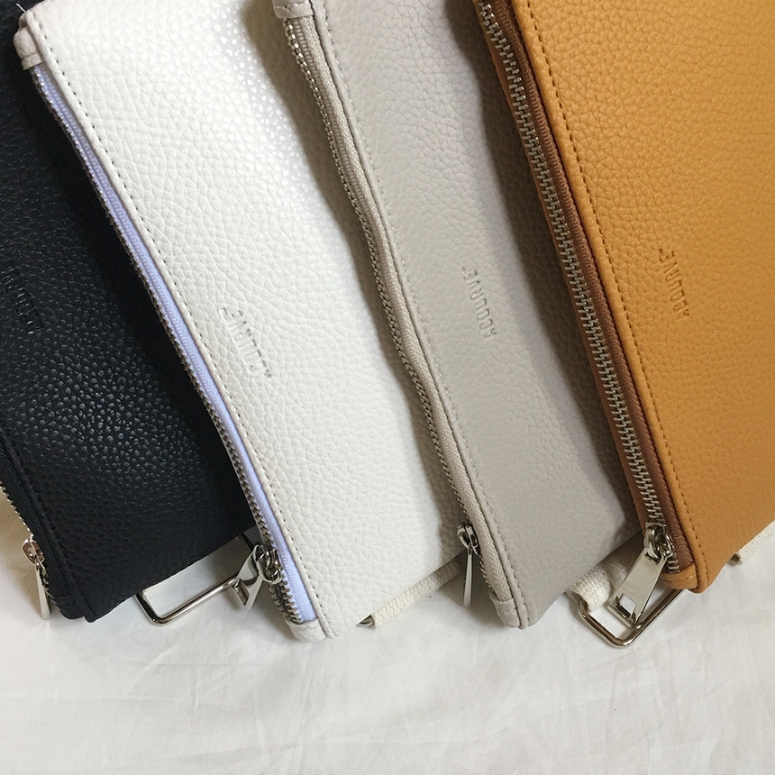 New Leather Strap Mini Clutch Black, White, Camel,