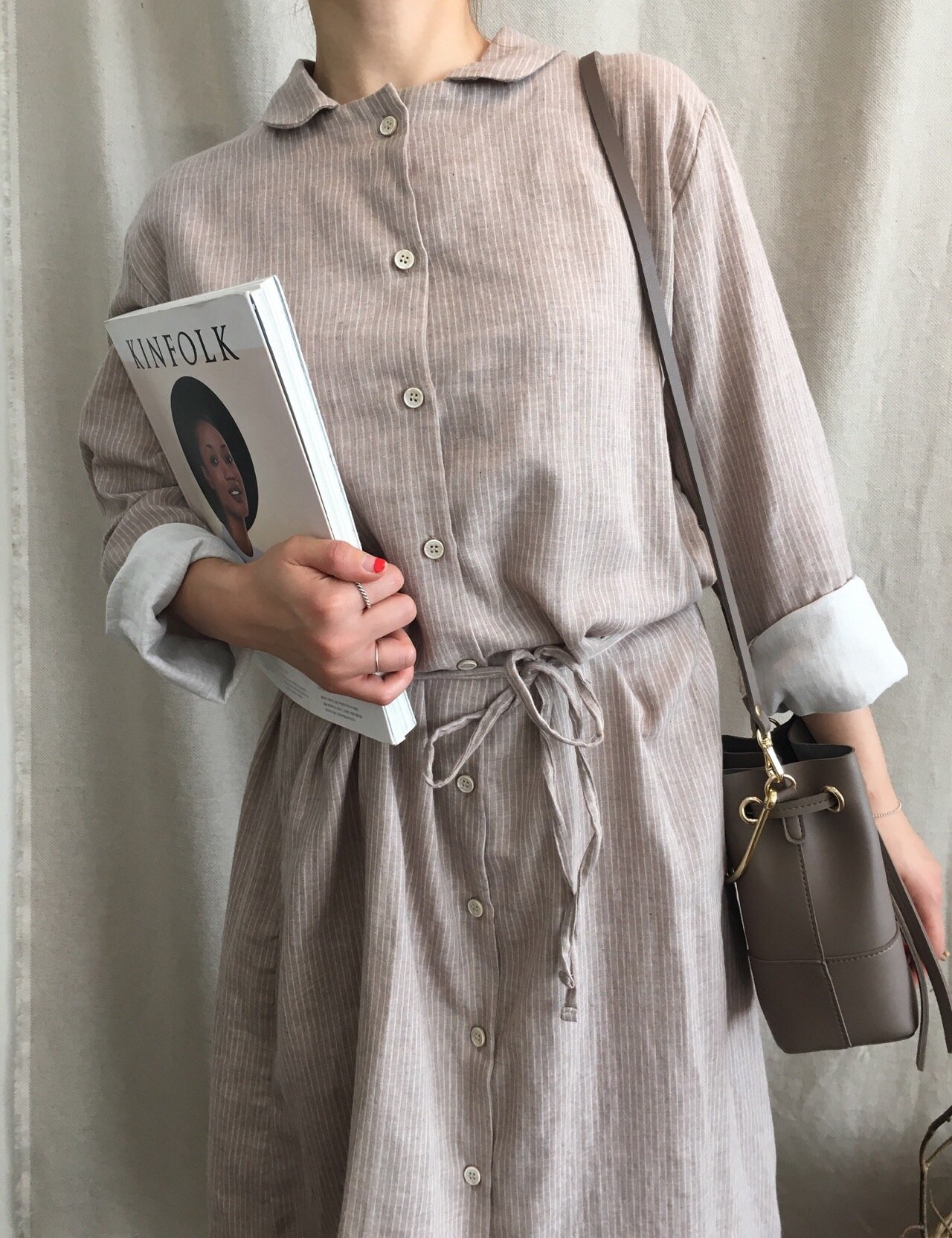 New Striped Shirt Dresses Daily Coordinate Basic P