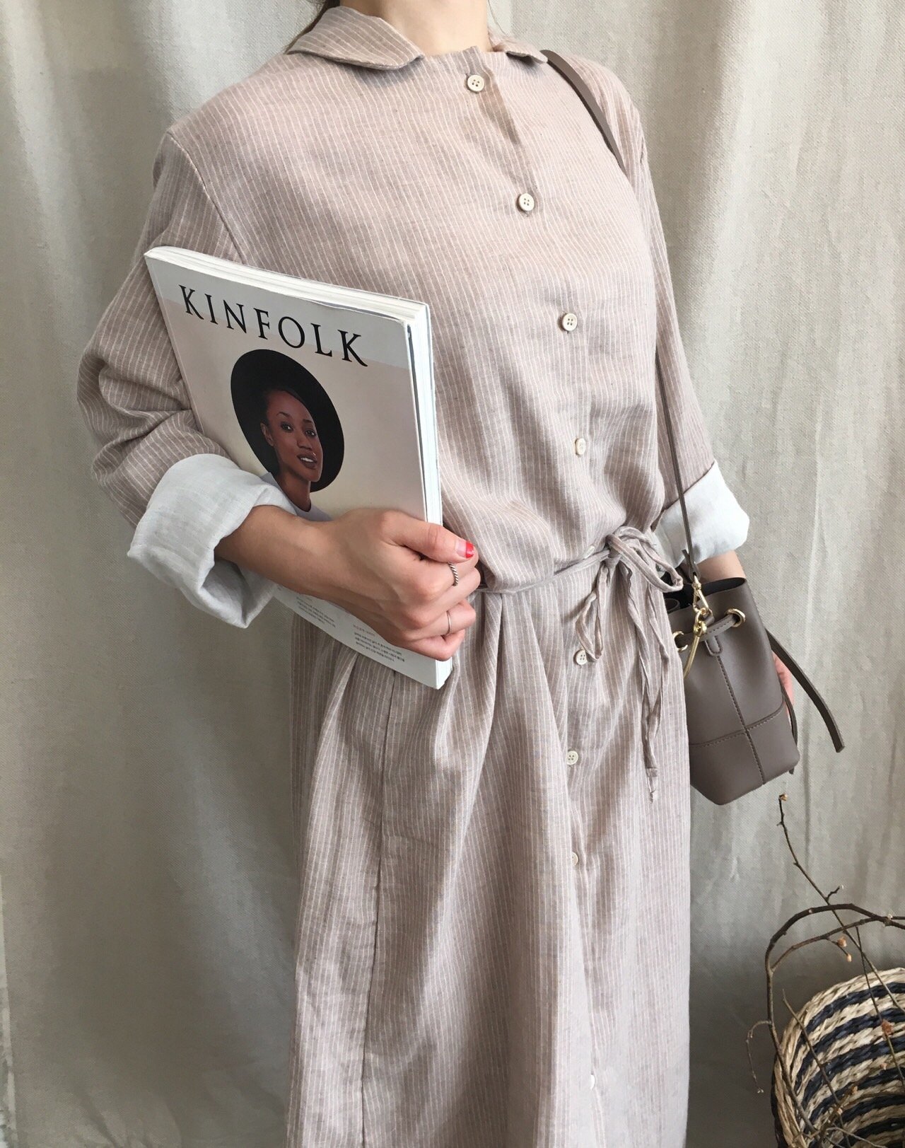 New Striped Shirt Dresses Daily Coordinate Basic P