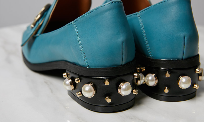 New gg pearl female loafer 4cm heel sparkling fash