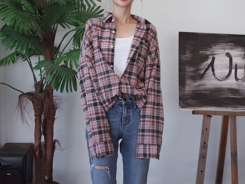 Women Blouses Autumn Woman Over Buffet Check South