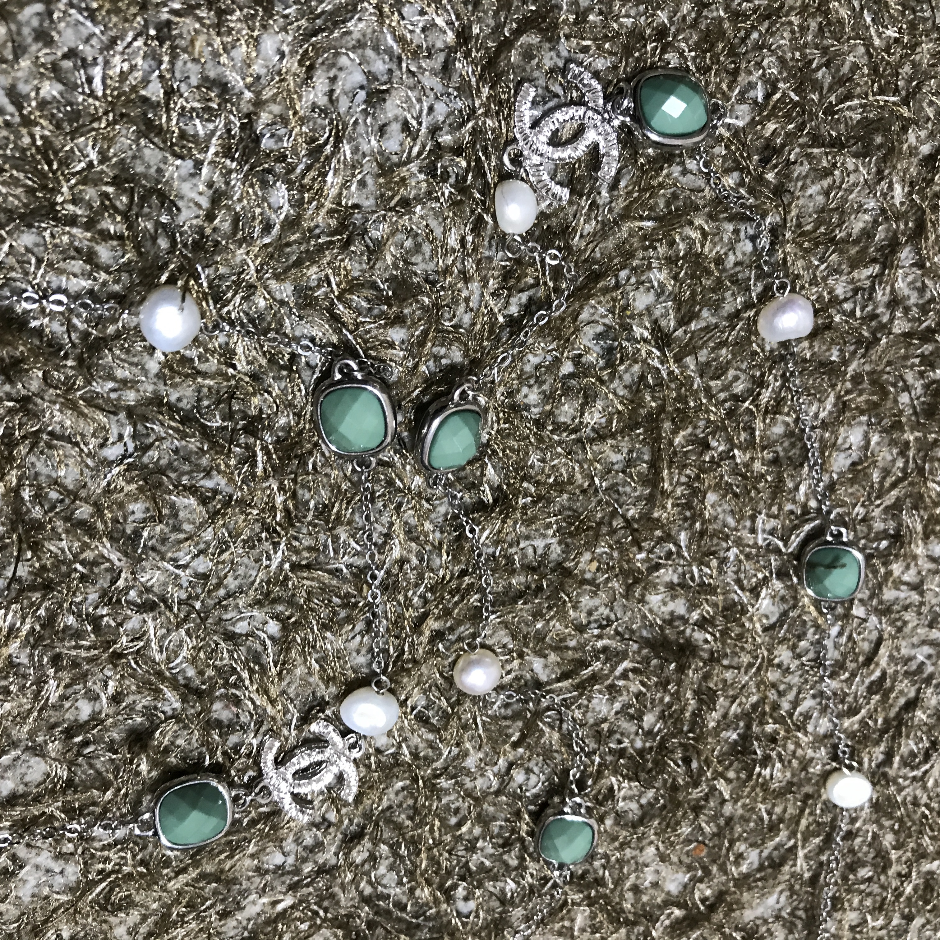 About JJ Gemstone Pearl Sha_nell Necklace `Layered