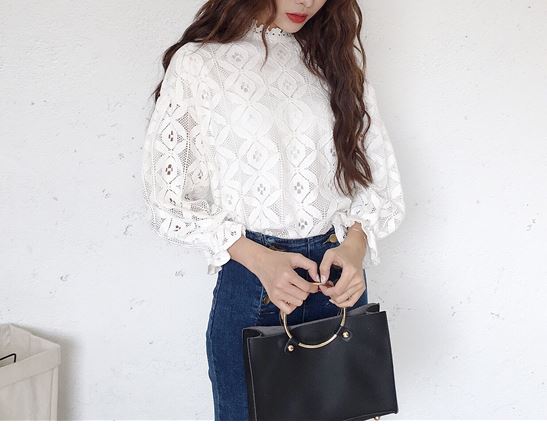 NEW FASHION LADY GIRL Blouse Banni White Black Lac