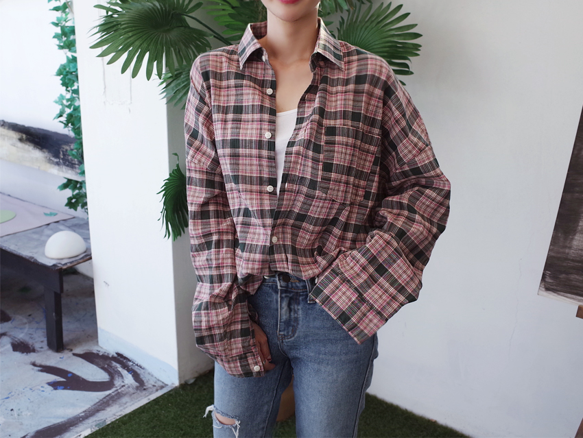 Women Blouses Autumn Woman Over Buffet Check South