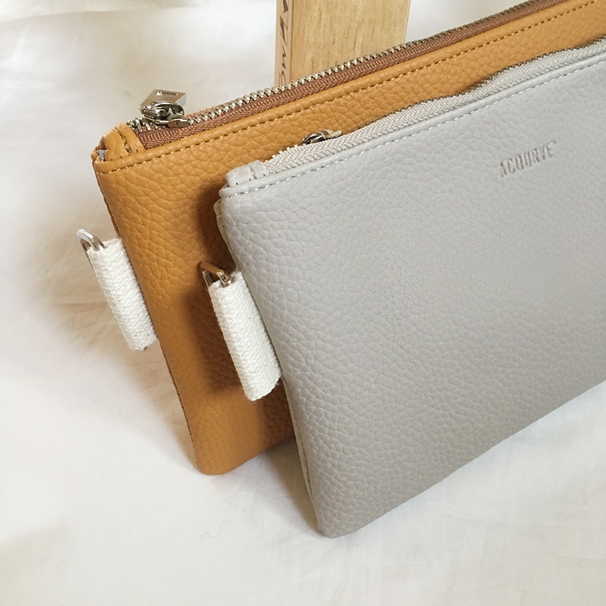 New Leather Strap Mini Clutch Black, White, Camel,