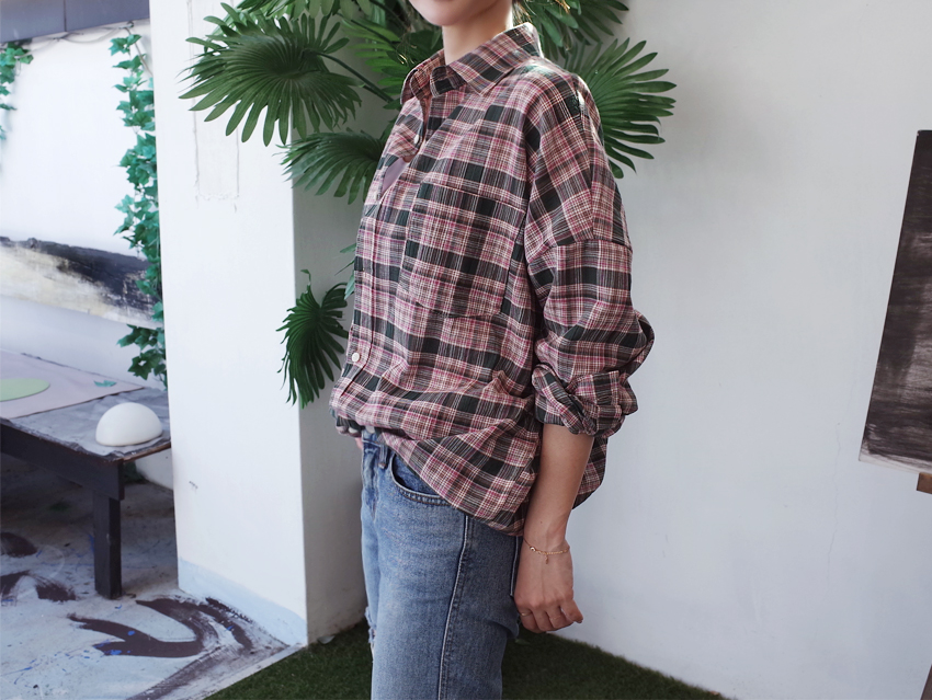 Women Blouses Autumn Woman Over Buffet Check South