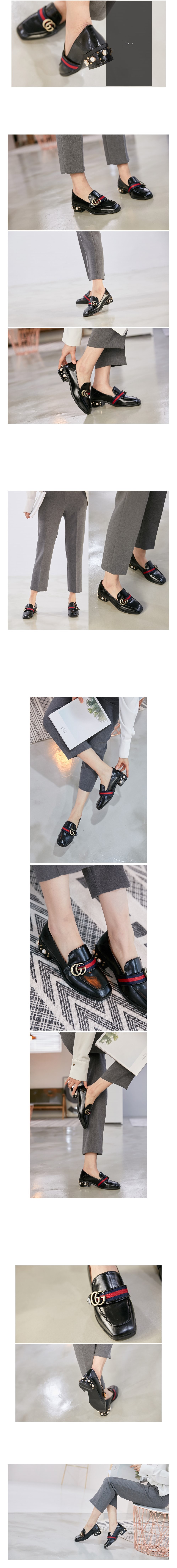 New gg pearl female loafer 4cm heel sparkling fash