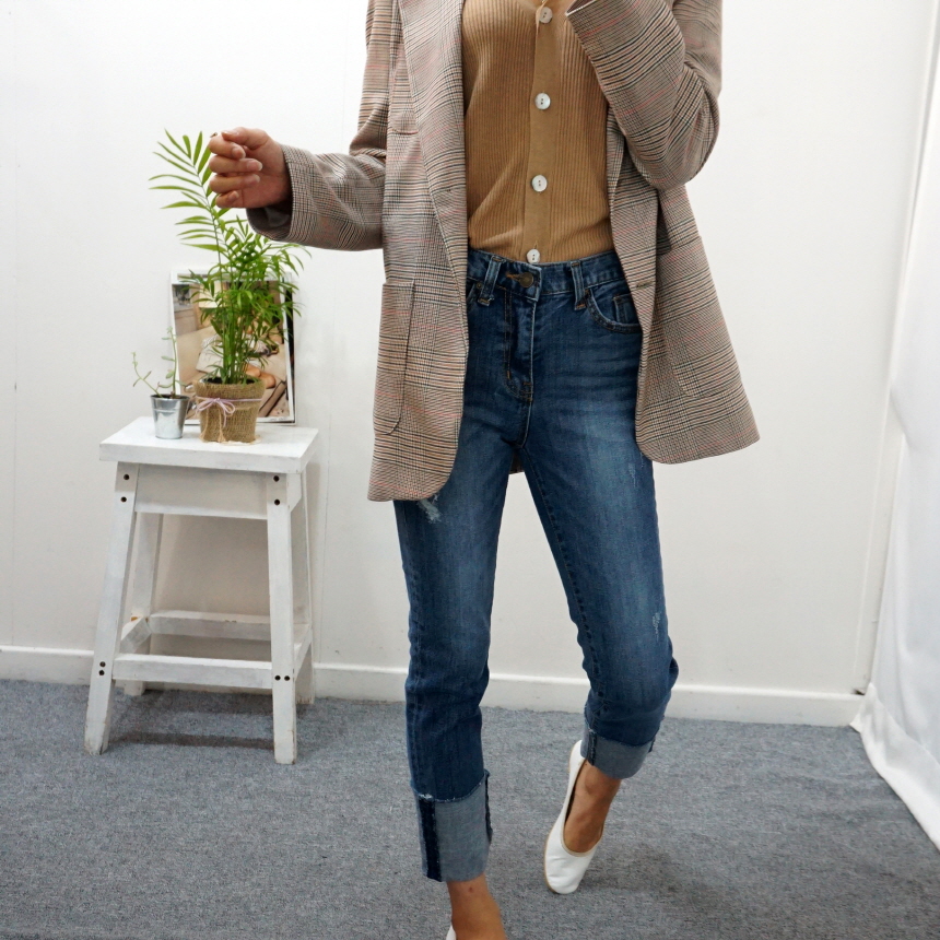 Women Jeans Pants Roll-Up Remedies Date Span Jeans