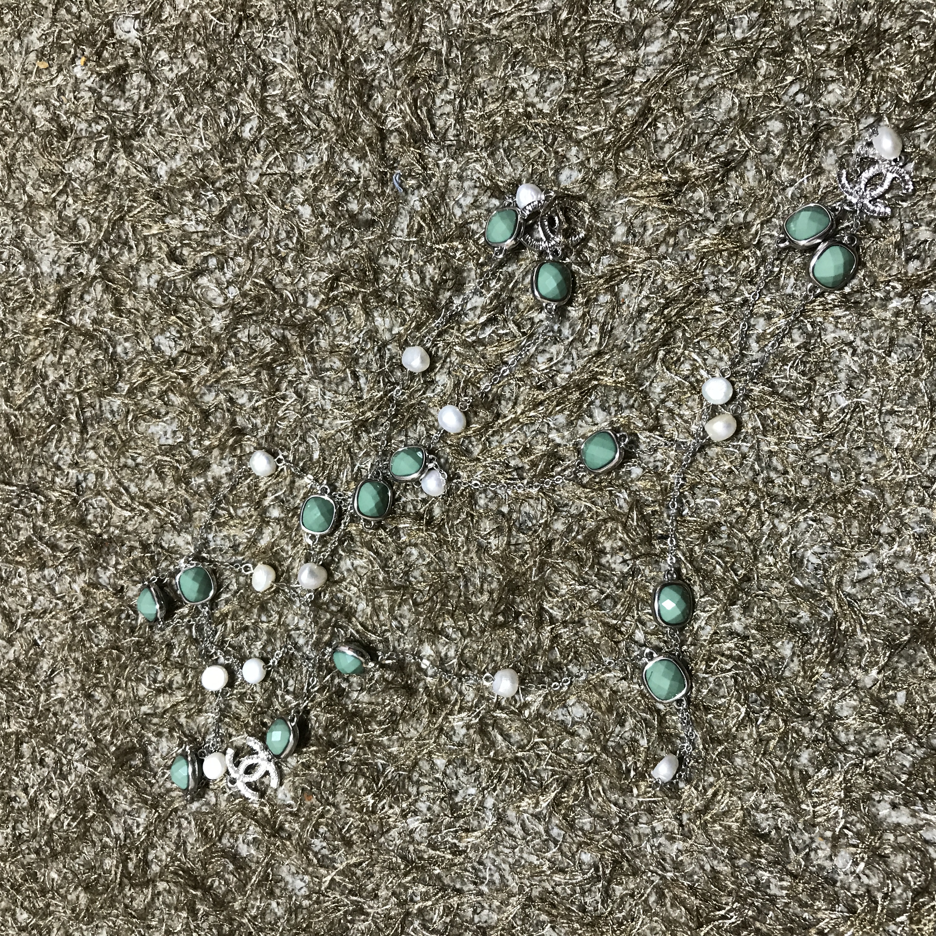 About JJ Gemstone Pearl Sha_nell Necklace `Layered