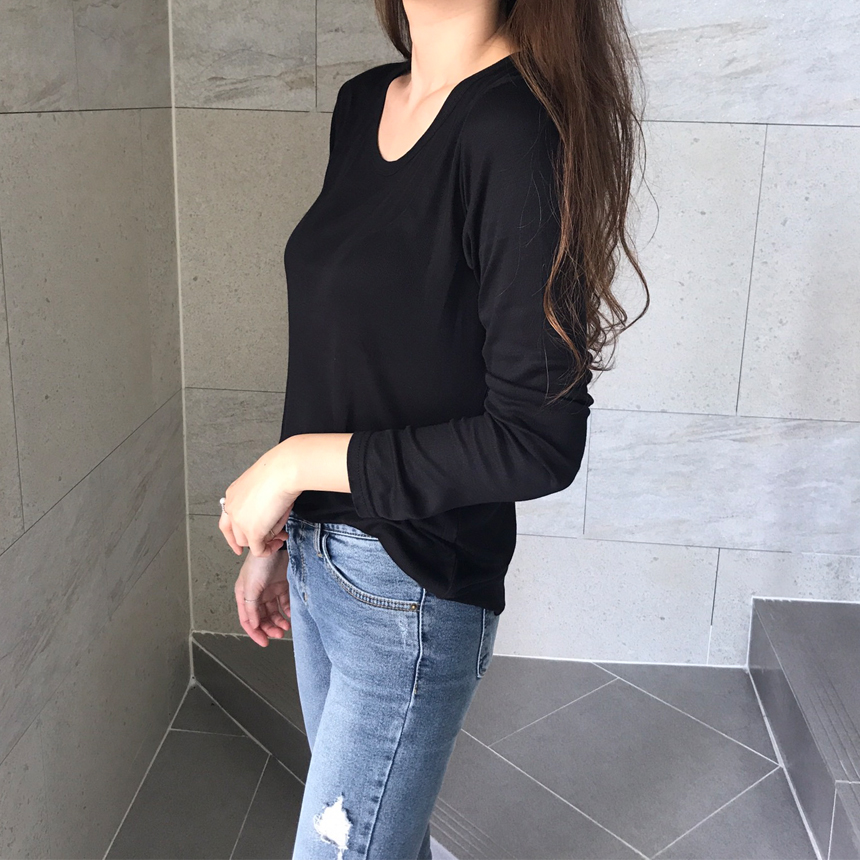 Round long sleeve basic T-shirt inner girl