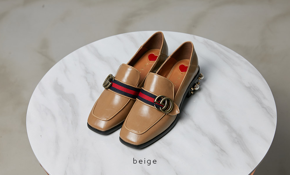 New gg pearl female loafer 4cm heel sparkling fash