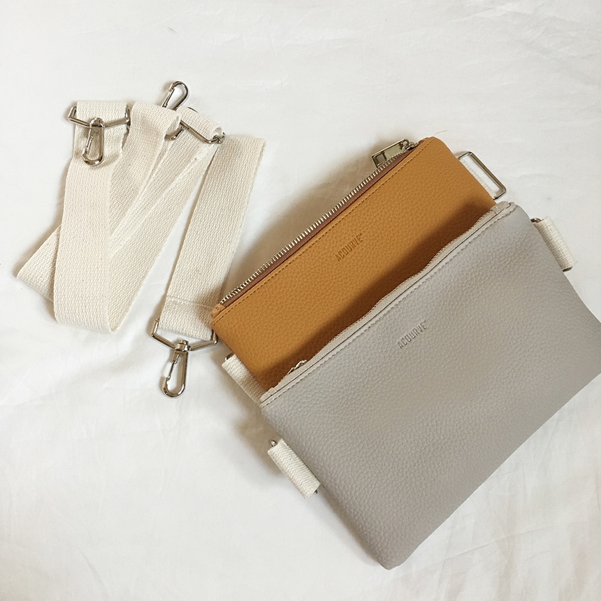 New Leather Strap Mini Clutch Black, White, Camel,