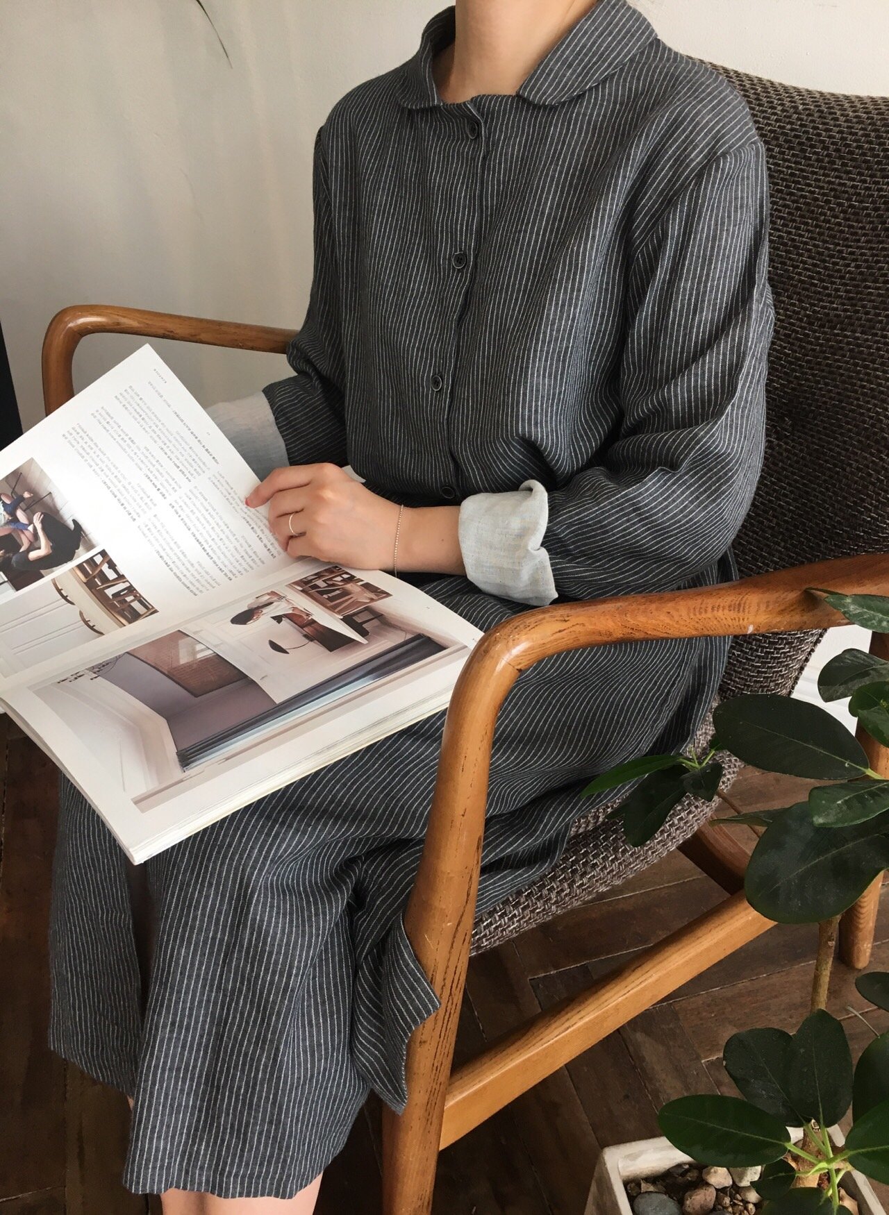 New Striped Shirt Dresses Daily Coordinate Basic P