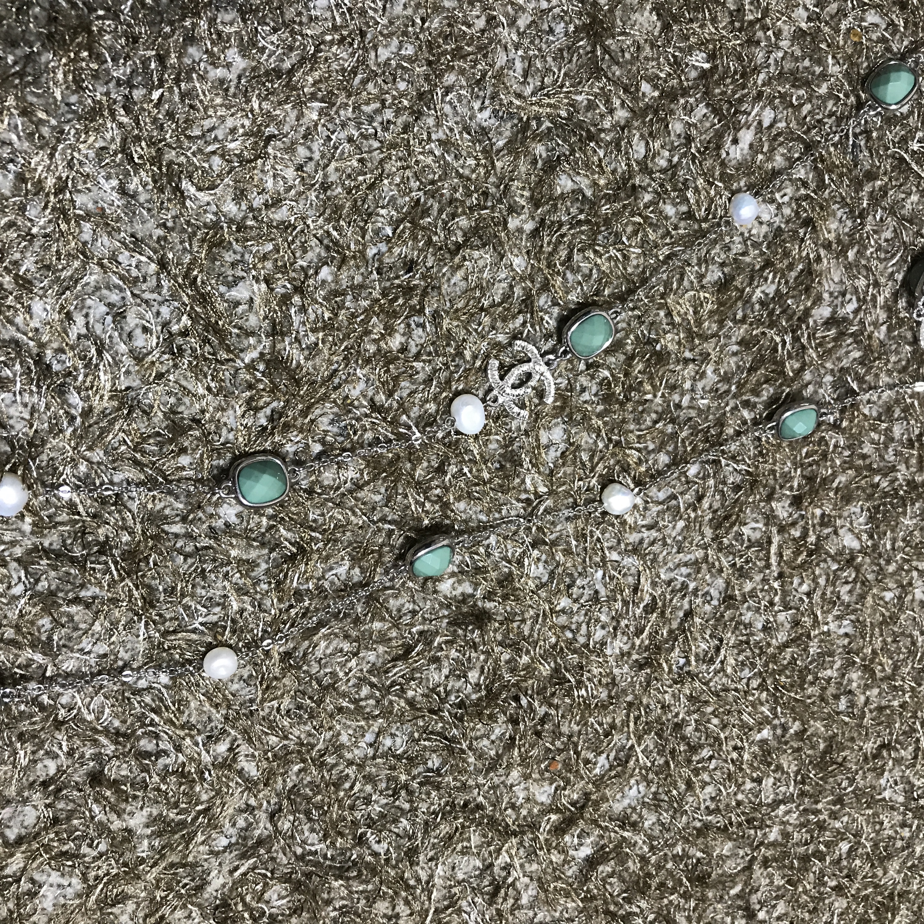 About JJ Gemstone Pearl Sha_nell Necklace `Layered