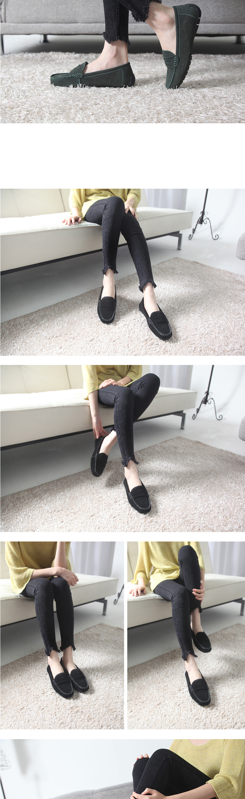 New Leather Suede Penny Looper Driving Shoes Women