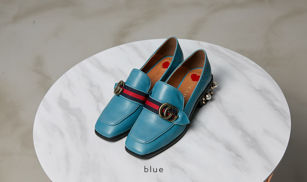 New gg pearl female loafer 4cm heel sparkling fash