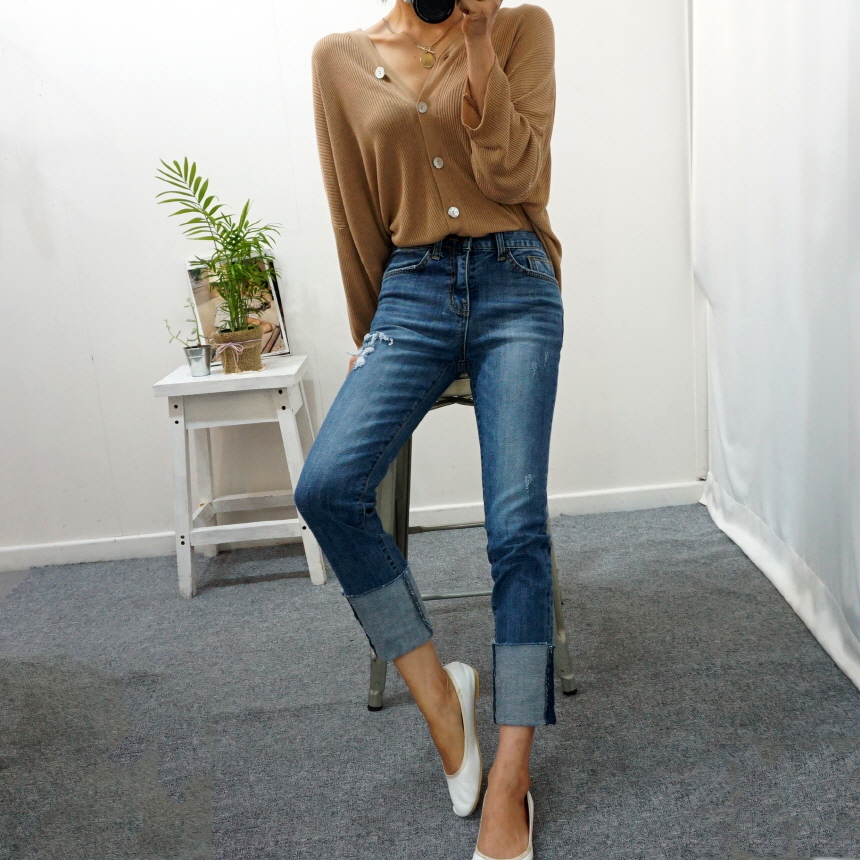 Women Jeans Pants Roll-Up Remedies Date Span Jeans