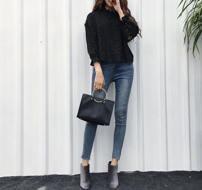 NEW FASHION LADY GIRL Blouse Banni White Black Lac