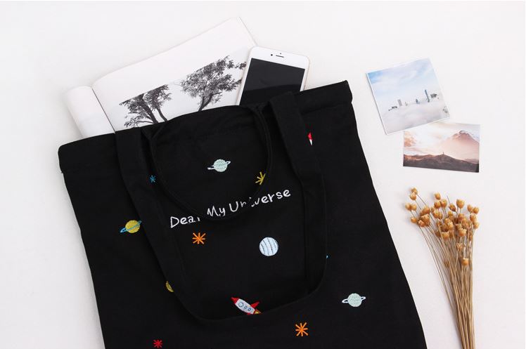 BASB-016 Eco Bag Line Cosmic Black Hole Embroidery