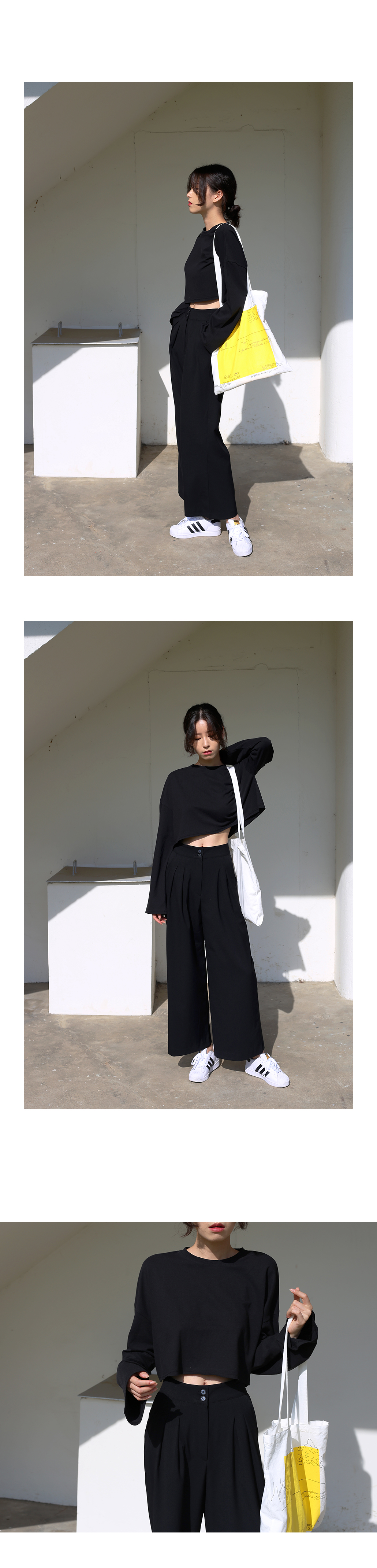 Black long-sleeved short-sleeved black tee shirt b