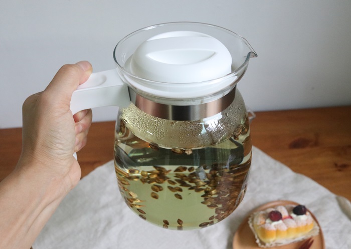 Flame-proof heat-resistant glass tea pot Black, wh