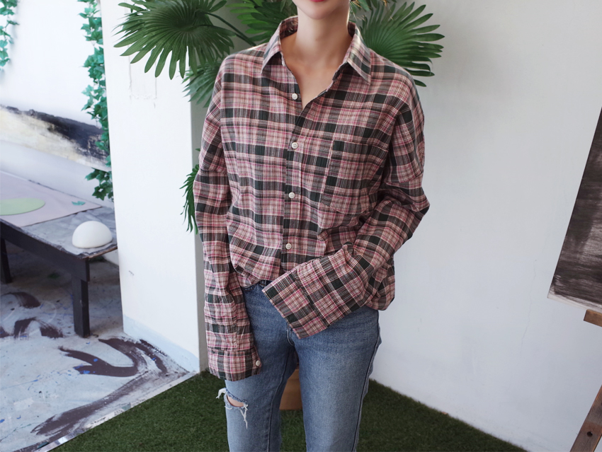 Women Blouses Autumn Woman Over Buffet Check South