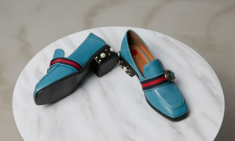 New gg pearl female loafer 4cm heel sparkling fash