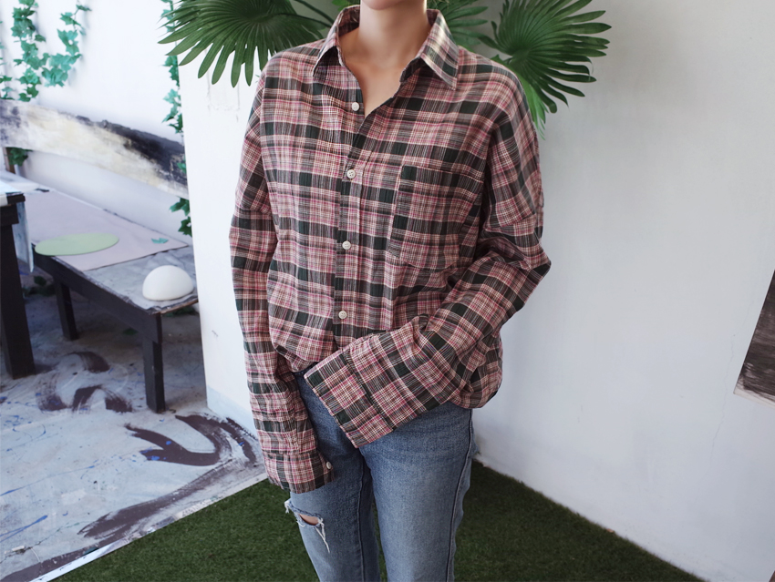 Women Blouses Autumn Woman Over Buffet Check South