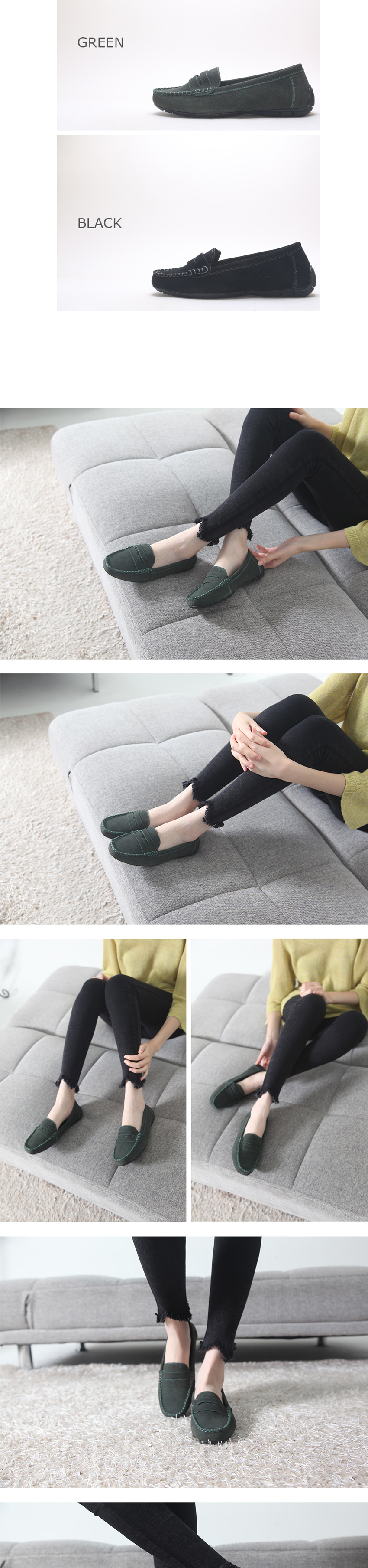 New Leather Suede Penny Looper Driving Shoes Women