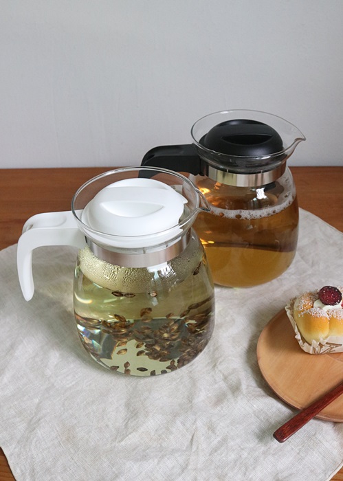 Flame-proof heat-resistant glass tea pot Black, wh