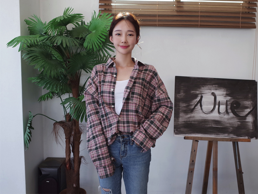 Women Blouses Autumn Woman Over Buffet Check South