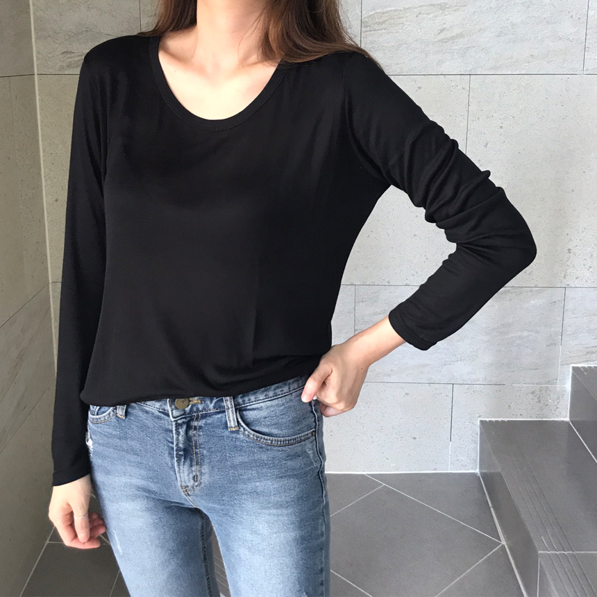 Round long sleeve basic T-shirt inner girl