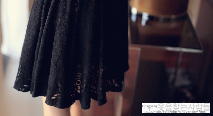 New Women Dress Black Punching Lace Flower Eyelet 
