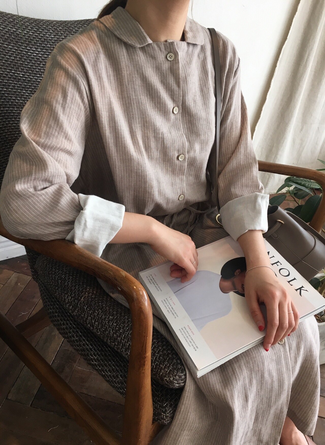 New Striped Shirt Dresses Daily Coordinate Basic P