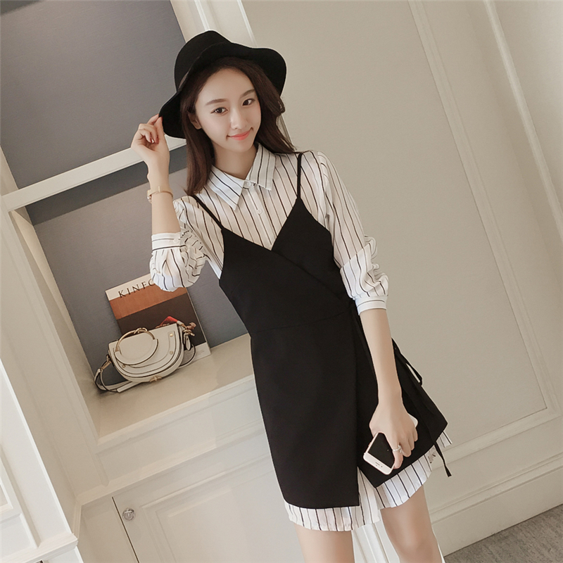 New Jelly Shirt Striped Shirt Dress Autumn Coordin