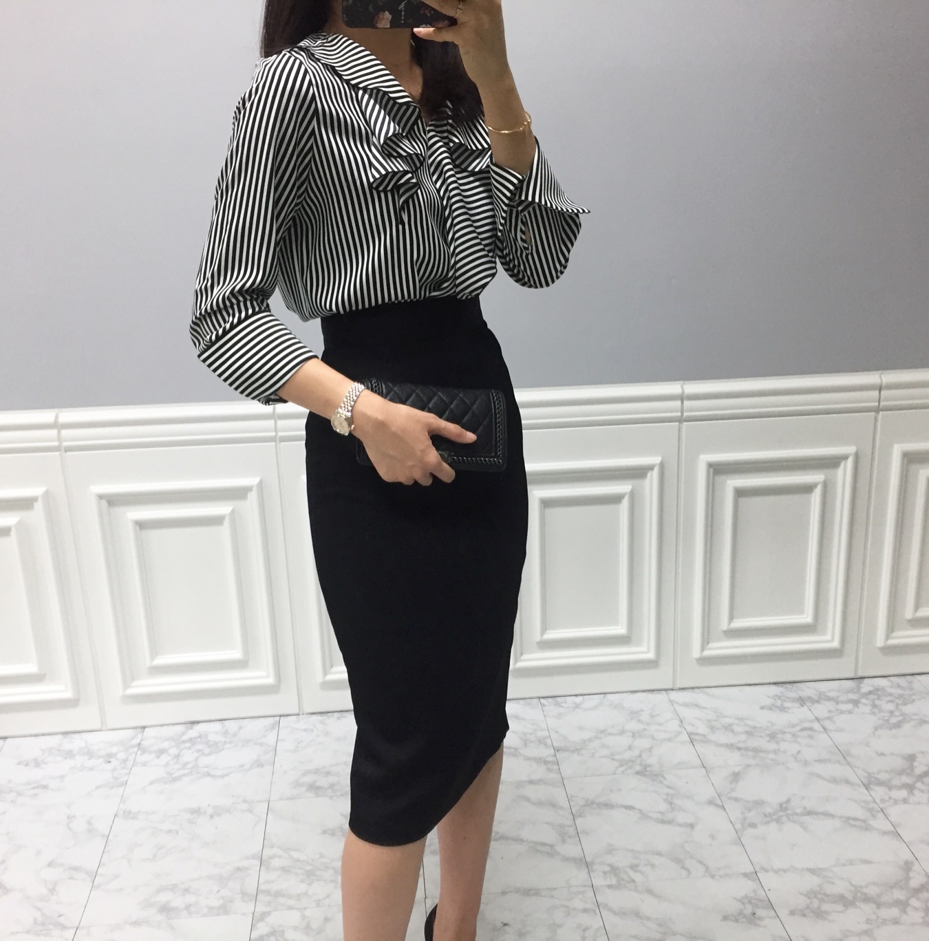 NEW FASHION LADY GIRL Blouse Striped Frill Blouse