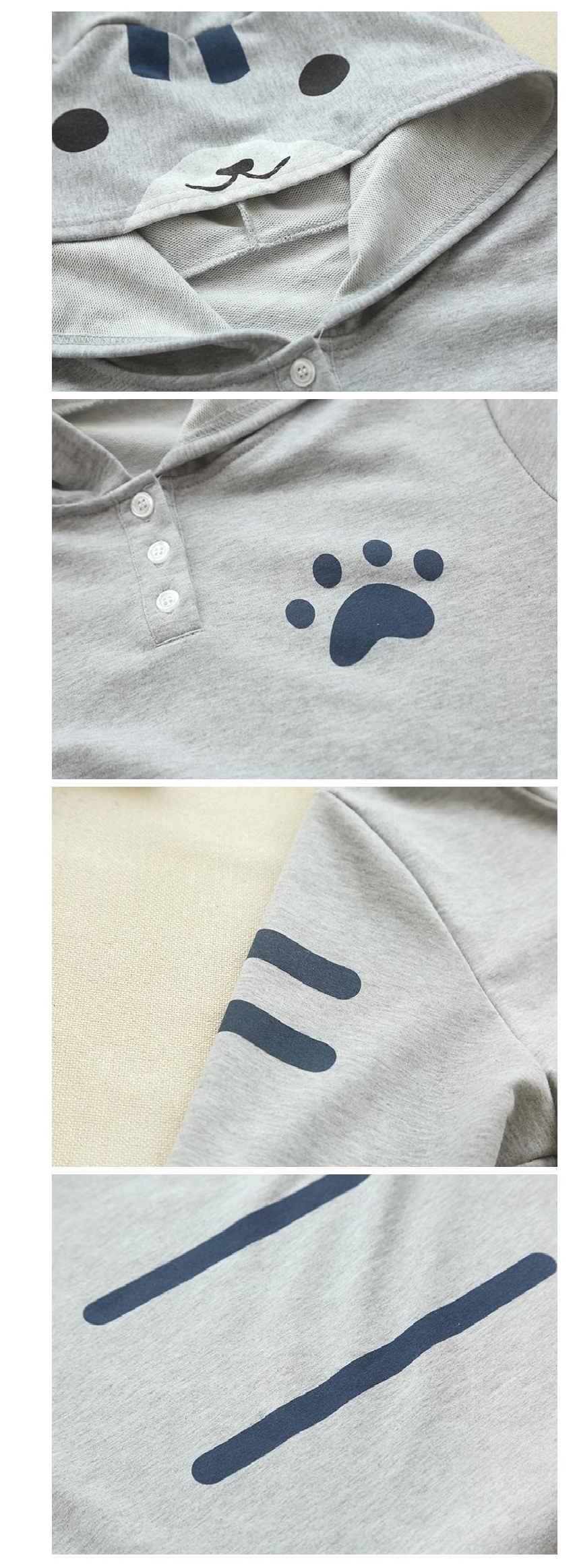 Cat Hooded Long Sleeve T-Shirt Girls Cute T-Shirts