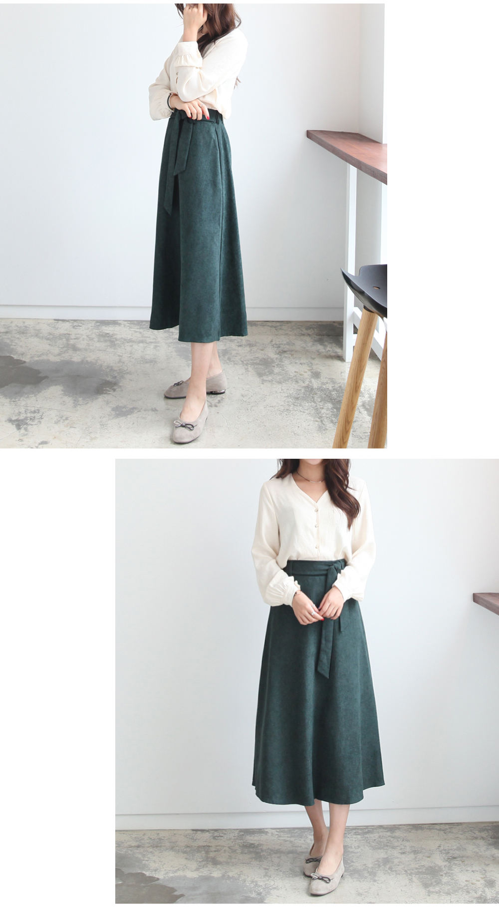 Knicks A line bending long skirt 30s female flare 